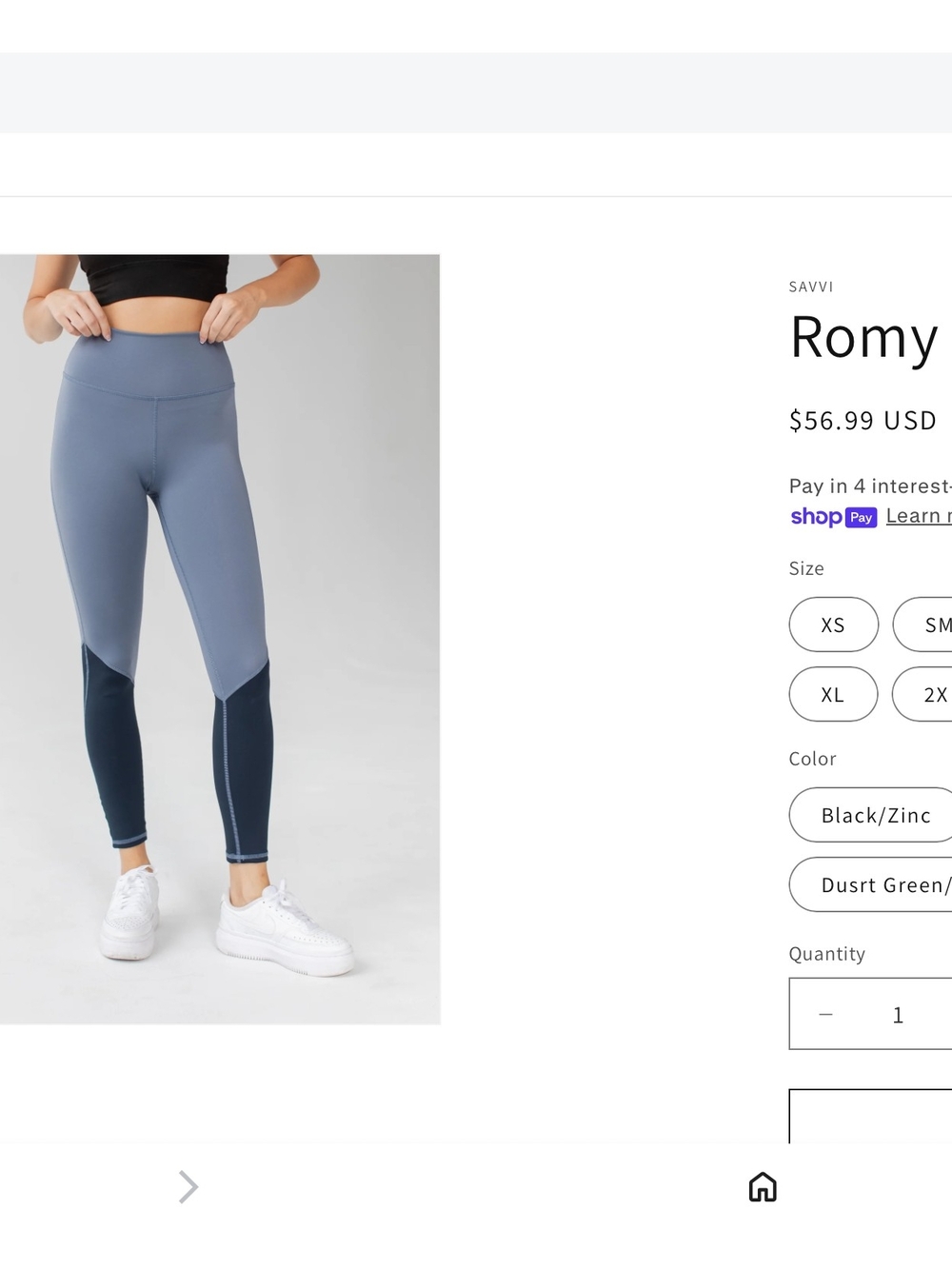 Savvi Romy High-Waist Two-Tone Leggings in  Blue and Navy